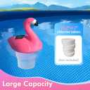 Solar Pool Chlorine Floater, Flamingo Chlorine Floater with Light, Glow in Dark Chlorine Tablet Floater, Chlorine Floater for 3 inch Tablets, Floating Chlorine Dispenser for Pool(Red, 11 in)