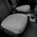 2 Pack PU Leather Front Car Seat Cover Bottom Car Seat, Anti-Slip and Full Wrap Driver Car Seat Protectors with Storage Pocket, Luxury Waterproof Bottom Auto Seat Cushion Pad for Most Vehicles(Gray)