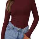 PRETTYGARDEN Womens Long Sleeve Shirts 2026 Ribbed Knit Slim Fitted Basic Tee Casual Going Out Tops Underscrubs Fall Clothing (M)