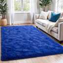 Zentavio Blue Rug Boys Rugs for Bedroom 4x6 Dark Blue Carpet Nursery Aesthetic Kids Playroom Navy Area Rugs for Teen Home Decor Fluffy Shag Bedside Floor Living Room Carpet