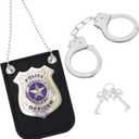 Spooktacular Creations Kids Police Pretend Play Toy Set, Costume Accessories with Swat Badge, Handcuff and Keys for Detective Dress Up, Role-play, Stocking, Birthday Party Favor Supplies