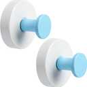 Suction Cup Hooks for Shower No-Drill Bathroom Hooks for Towels, Robes, Loofah Mountable on Bathroom Walls, Kitchen, Glass, Mirrors, Tile and Smooth,Non-Porous Surfaces (2, Klein Blue White)