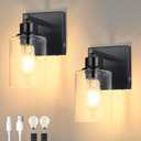 Battery Operated Wall Sconce Set of 2, Black Rechargeable Wall Lights with Timer Function, Easy Install Dimmable Wireless Wall Lamps Sconces Wall Decor for Living Room Bedroom Hallway, Emergency 3000K