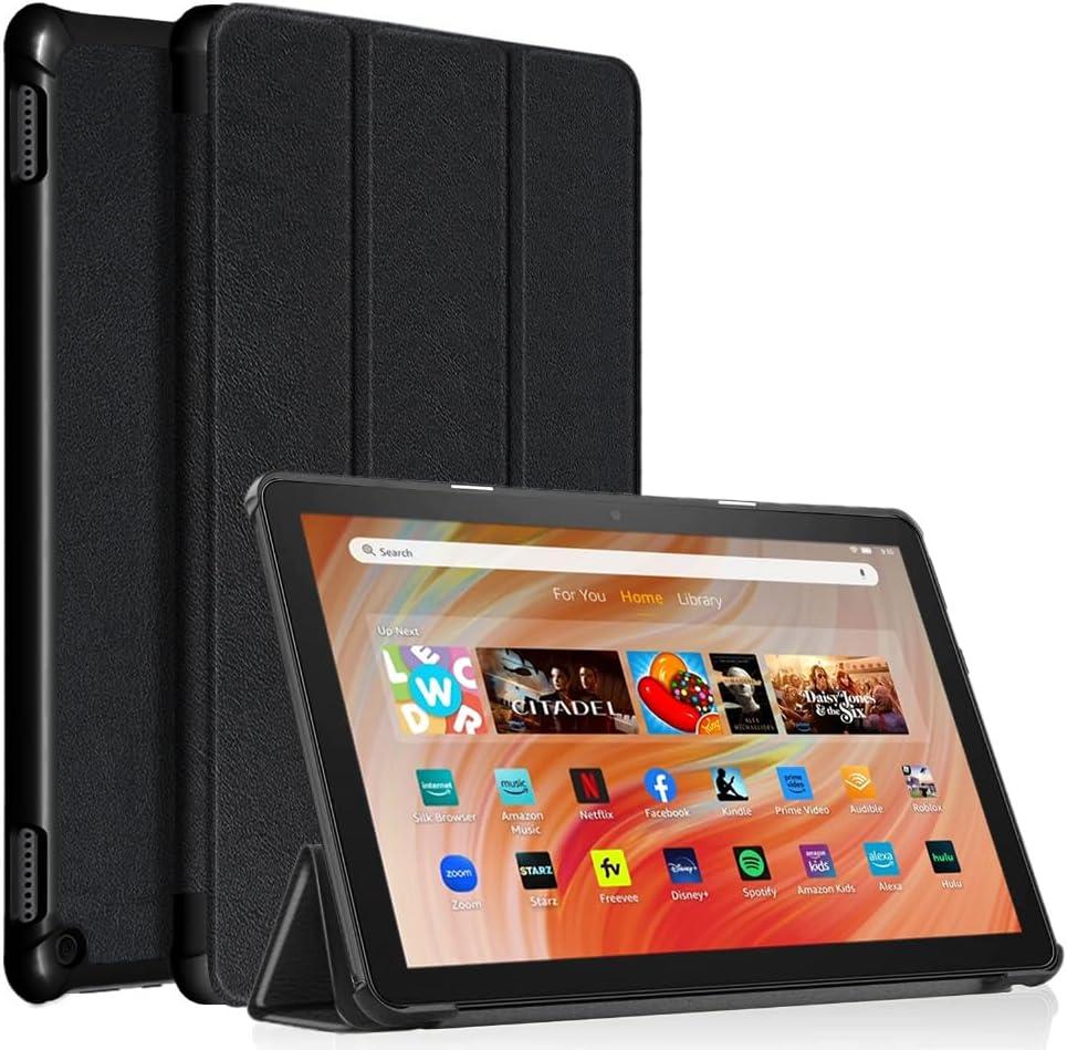 Amazon Fire HD 10 Tablet Case,Tablet Case Fits Amazon Fire HD 10 Kids & Kids Pro Tablet,(13th Gen,2023 Release),Dual Angle Lightweight Slim Folding Stand Folio Cover for Fire 10.with Auto Wake/Sleep. (Black)