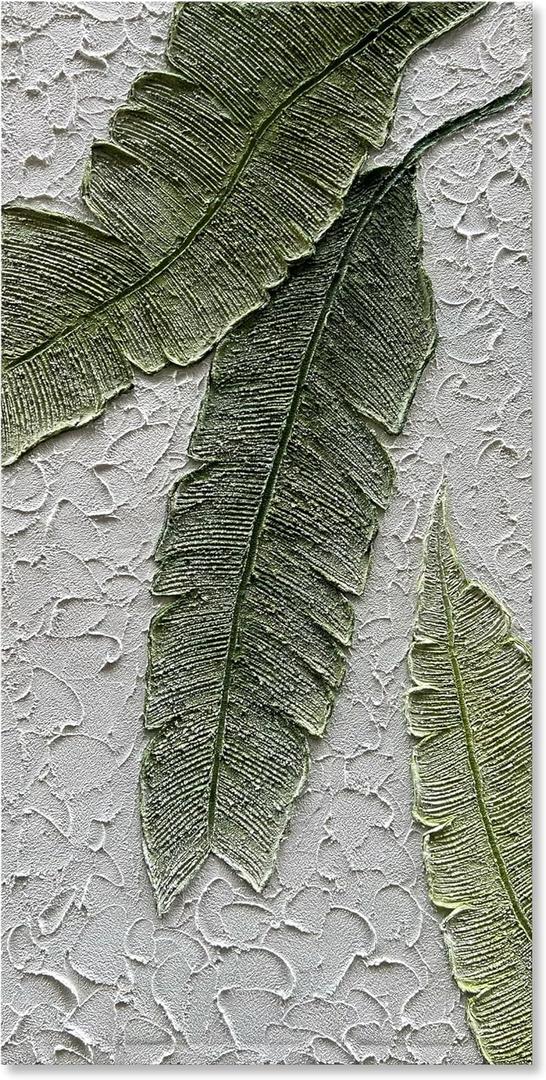 Diathou Art Hand-painted green plants Hand-painted Abstract painting Modern minimalist 3D texture wall art Oil painting Home bedroom wall Art Deco oil painting 48x24 inch vertical mural