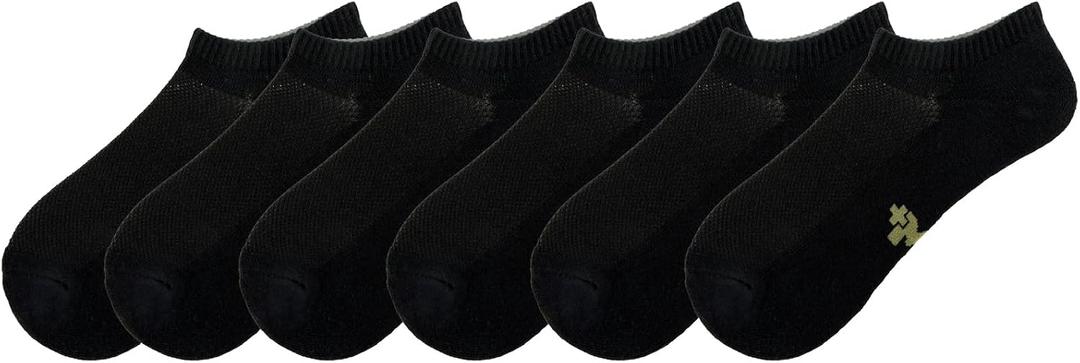 +MD Bamboo Viscose Ankle Socks for Women and Men, Smell Control Breathable Cushioned Sole Casual 6 Pairs Low Cut Socks (Black)