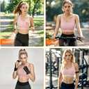 Sports Bras for Women, Criss-Cross Back, Adjustable Wire-Free Medium Support Workout Bra with Removable Cups (Large, Pink - 3 Adjustable Hook)