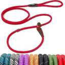Fida Durable Slip Lead, 6 FT x 3/8" Heavy Duty Dog Loop, Comfortable Strong Rope Slip Leash for Small Dogs and Puppies, No Pull Pet Training Leash with Highly Reflective (3/8", Red)