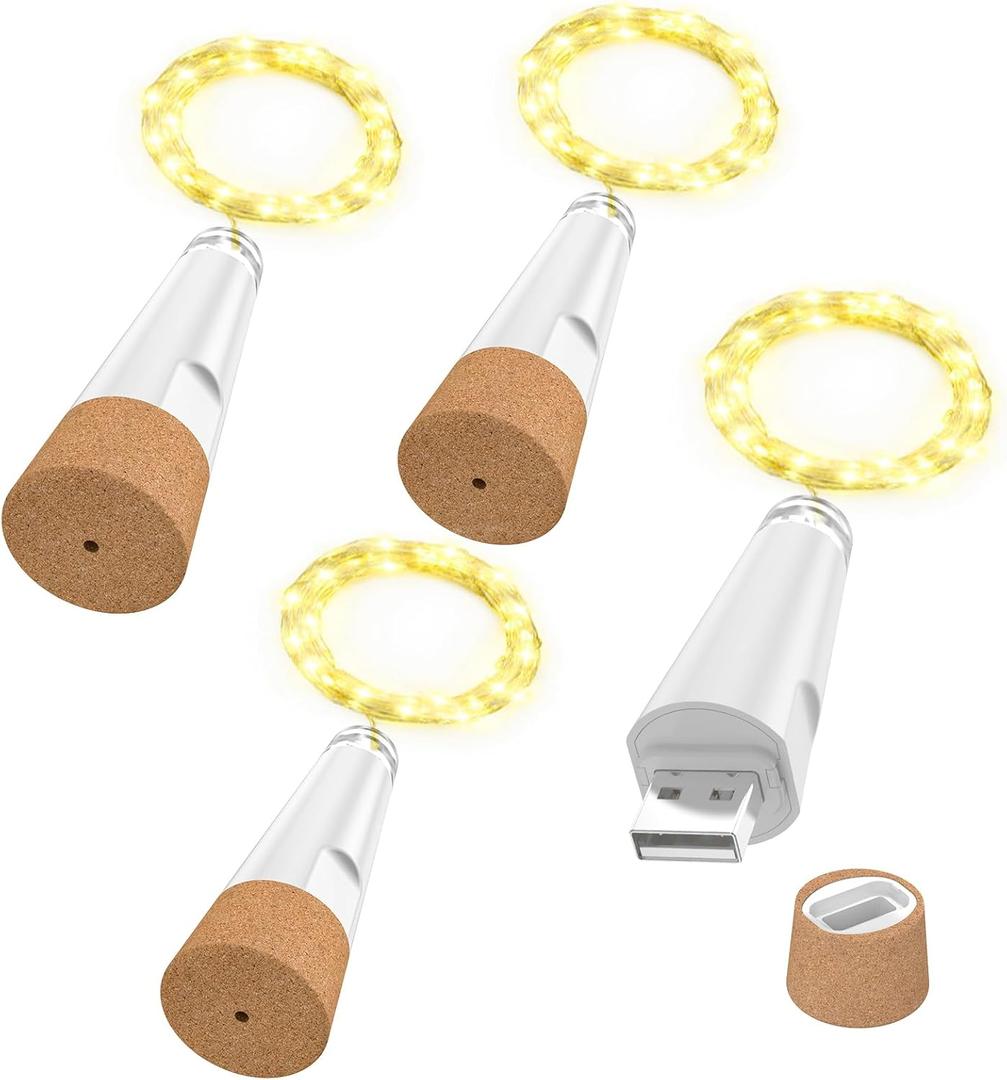 String Lights, USB Rechargeable Wine Bottle Lights with Cork, 2024 Version USB Fairy Light for Party Christmas