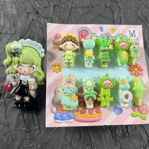 2 x Press on Nails Handmade Nails 10Pcs Green Cute Manual Press on Nails with Ring for Women Party Holiday Photo 33mm Long Size M