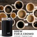 Kaffe One-Touch Coffee Grinder Electric w/Cleaning Brush (3 oz) - Coffee Grinders for Home Use - Up to 12 Cups of Coffee per Grind - Easy On/Off Coffee Bean Grinder - Black