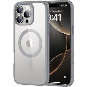 ESR for iPhone 16 Pro Max Case, Compatible with MagSafe, Shockproof Military-Grade Protection, Magnetic Phone Case for iPhone 16 Pro Max, Classic Hybrid Case (HaloLock), Clear Grey