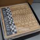 Large 23 inches Horse Racing Board Game with 11 Luxury Metal Horses, Foldable Wood Horse Race Board Game with 2 Sets of Dice, 2 Boxes of Cards for Parties and Gambling (Medium, Black)