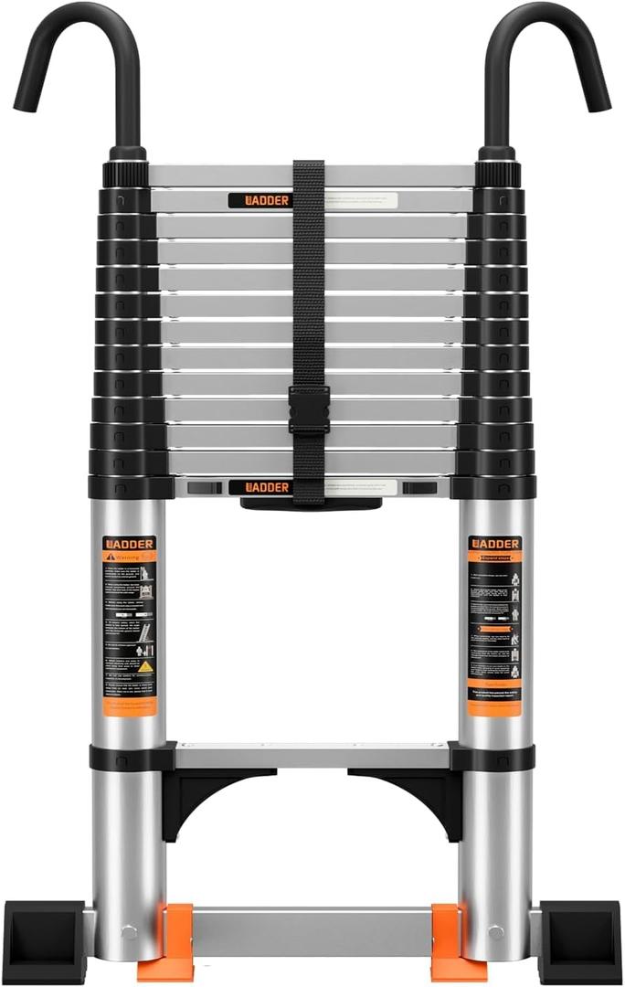 Telescoping Ladder Aluminum with stabilizer barLightweight Multi-Purpose Extension LadderTelescopic LadderPortable Extension Ladder, 330lbs Max Capacity,Collapsible Ladder for RV Home or Outdoor