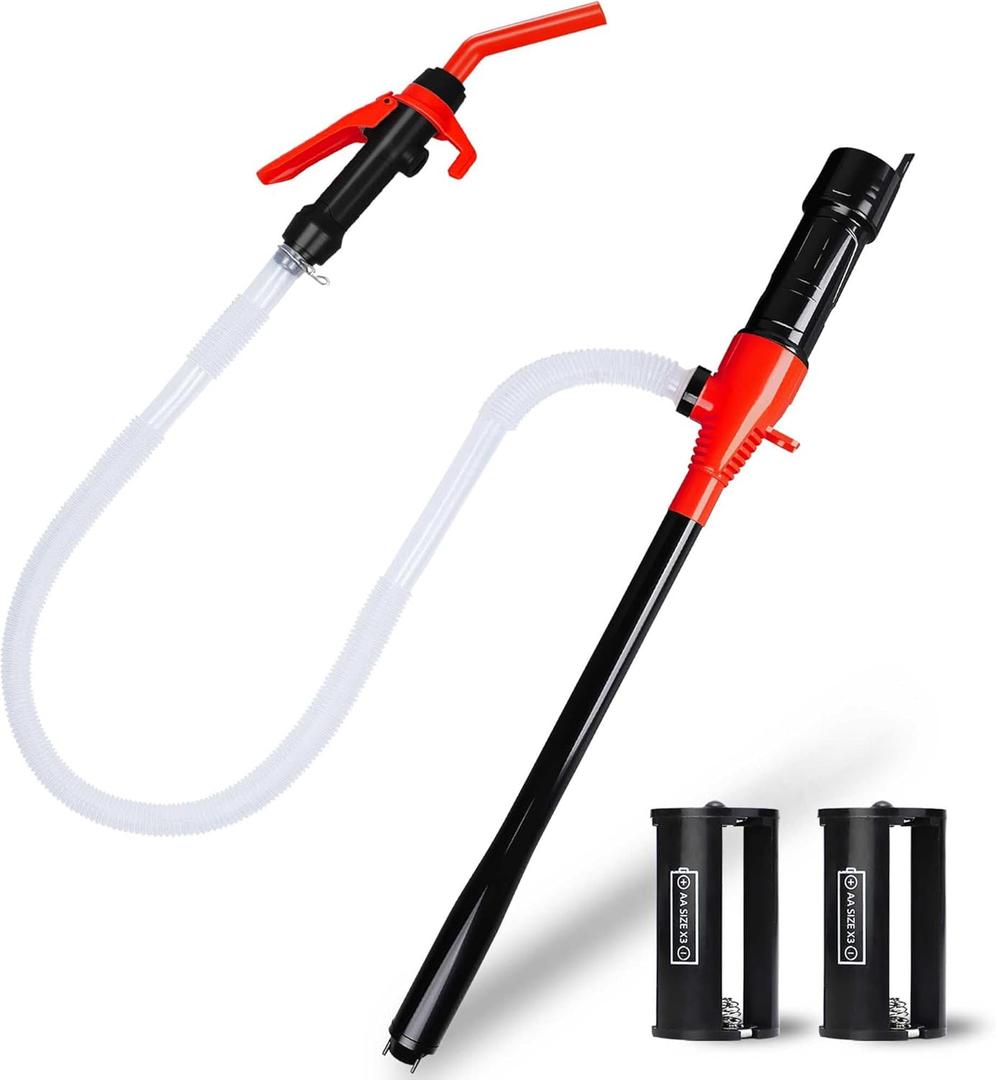 Portable Battery Operated Fuel Transfer Pump,Electric Siphon Pump for Gas,Water, Oil and Diesel Transfer (Red)