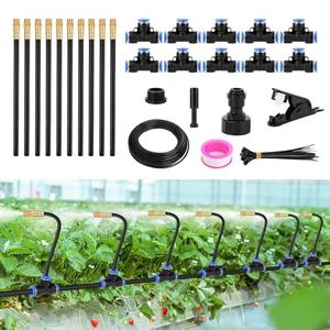 Garden Drip Irrigation System, 32.8ft Garden Sprinkler System 360 Degree Adjustable Drip Irrigation Kit for Greenhouse Yard Lawn Plants (10 Spray Nozzles)