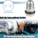 uxcell Universal 10AN-M18x1.5 Turbo Oil Pan Return Drain Plug Adapter Oil Pan Return Drain Plug Fitting with Bolt and Sea O-Ring Rust Resistance Metal Steel Bolt On Type Silver Tone
