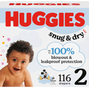 Huggies Size 2 Diapers, Snug & Dry Baby Diapers, Size 2 (1218 lbs), 116 Count