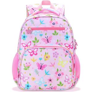RHCPFOVR Kids Backpack for Girls - Girls Backpack 3-8 Ages Butterfly for Kids 15 Inch School Bookbag for Kindergarten Elementary School Bookbag for Girl 1st 2nd Grade