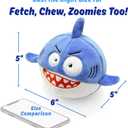 3 in 1 Squeaky Soft Plush Durable Dog Chew Toy for Aggressive Chewers, No Stuffing Interactive Tough Rip & Reveal Crinkle Blue Shark Ball in Gift Box, Puppy, Small & Large Breed Pets Birthday Present