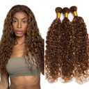 Brown Bundles Human Hair Highlight Bundles Dark Brown Curly Bundle 12 14 16 Inch Unprocessed Brazilian Remy Hair Extensions Ombre Chocolate Brown Bundle Hair Weave