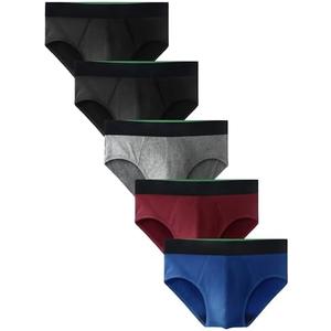 TIICHOO Mens Incontinence Underwear Washable Cotton Leak Proof Underwear for Men Briefs 5 Pack, L