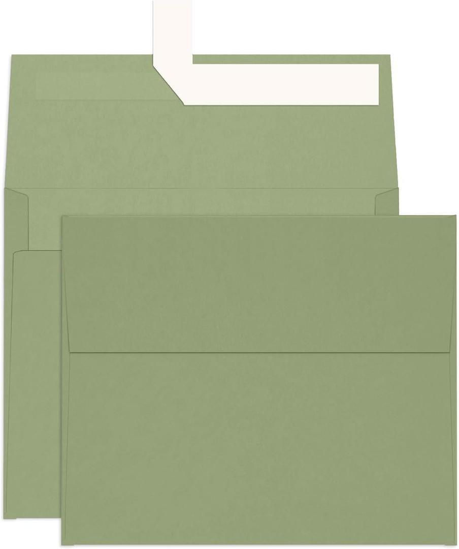 100 Pack A2 Sage Green Envelopes, Goefun 4.375 x 5.75 Greeting Card Envelopes 120 GSM, Self Seal Printable for 4.25 x 5.5 Cards, Photos, Invitations, Weddings, Graduation, Baby Shower