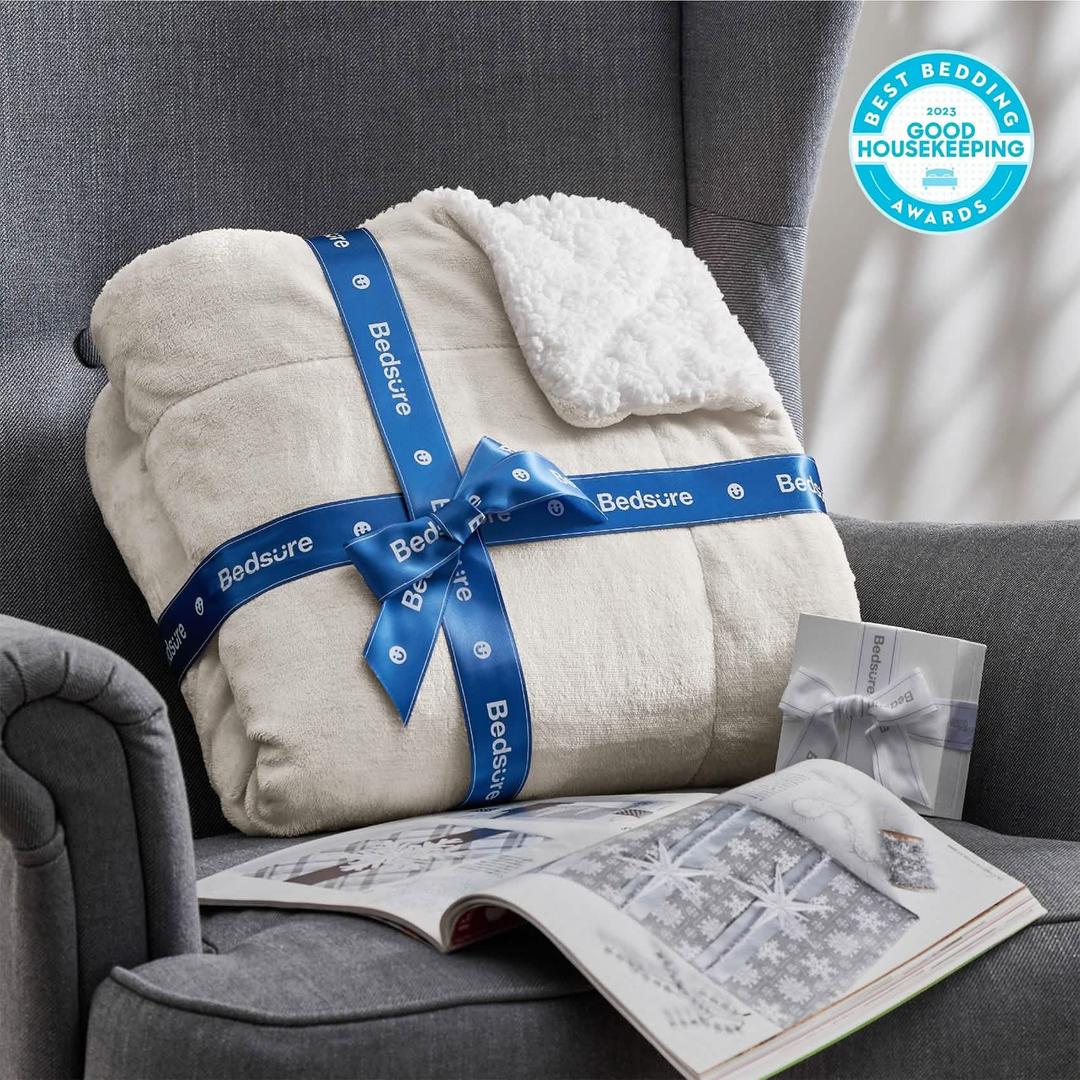 Sherpa Fleece Blanket- Throw / Linen
 50x60 Inch