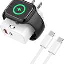 for Apple Watch Charger with 20W Fast Charging Block, Wireless Magnetic Portable iWatch Charger, 3-in-1 20W Dual Port USB C Charging Block Compatible for iWatch Ultra/10/9/8/7, iPhone 17 16 15 Pro Max