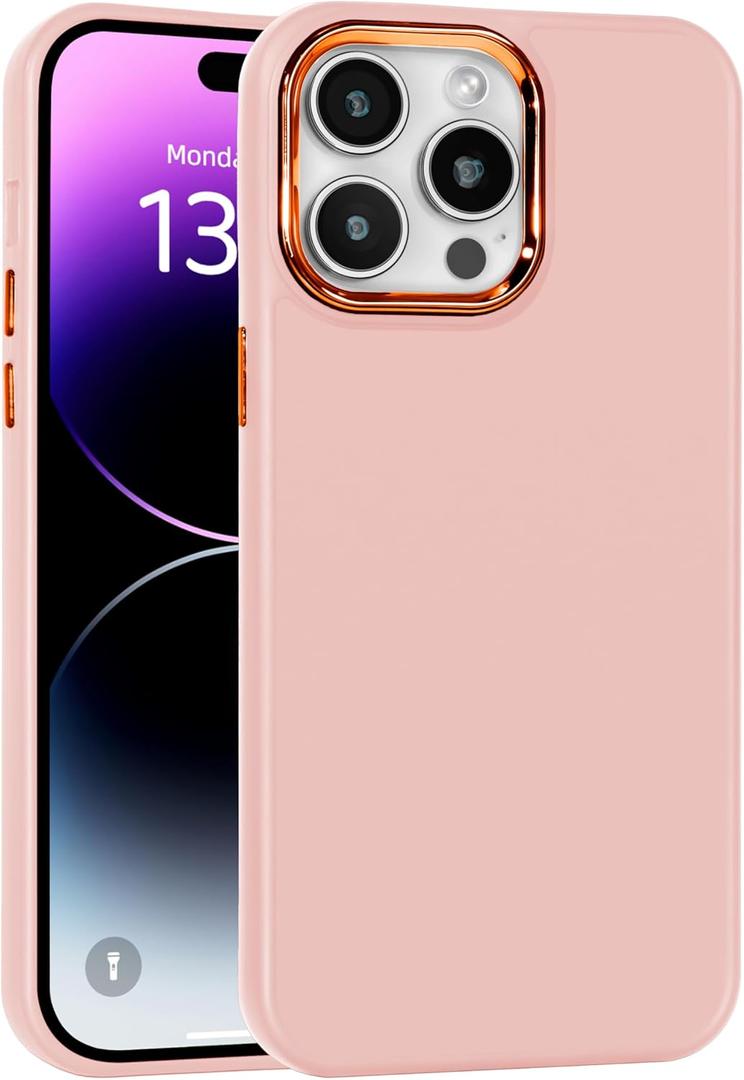 Case for iPhone 15 Pro Max - Silicone Shockproof Cover with Soft Anti-Scratch Microfiber Lining, Compatible with iPhone 15 Pro Max, Pink