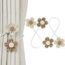 KLOGTSIND Flower Curtain Tiebacks, 2 Pack Boho Curtain Ties Elegant DIY Curtain Holdbacks, Decorative Window Drape Twist Tie Backs for Bedroom Decor, Nursery Decor, Farmhouse Decor