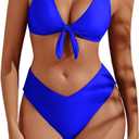 geluboao Bikini Sets for Women High Waisted Two Piece Swimsuit Sexy V Neck Tie Kont Push Up High Cut Bathing Suit Large