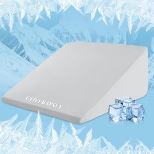 HOMBYS Cooling Bed Wedge Pillow Cover Q-max 0.4 Cool Pillowcases Super Soft & Skin-Friendly with Zipper Design, Removable & Machine Washable Pillowcase, (Light Grey, 25"x25"x8")