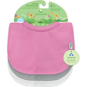 green sprouts Stay-dry Milk Catcher Bibs (3 Pack) | Collar absorbs milk to prevent rashes | Waterproof inner layer, Absorbent terry cotton, Machine washable
