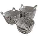 Small Woven Baskets | Mini Storage Bins | Cotton Rope Baby Nursery Organizers | Cute Round Cat Ears Basket for Organizing Desk Decor Kids Toy Dog Cat Baby Girls Gifts-Set of 3 (Black white)