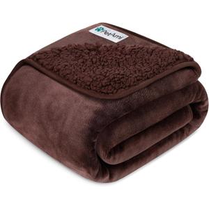 PetAmi Premium Waterproof Dog Blanket for Large Dogs, Reversible Sherpa & Flannel Fleece, Leakproof Pet Throw for Couch Protection, Soft Plush Furniture Protector for Cats, Washable, 60x80 Brown
