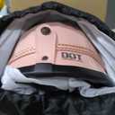 Yesmotor Motorcycle Half Helmet Retro German Handmade Leather Half Face Quick Release Buckle & Goggles - DOT Approved (Pink, M)