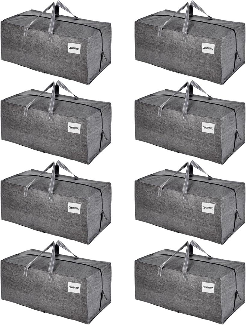 VENO 8 Pack Heavy Duty Moving Bags with Backpack Straps, Zippers & Handles, Extra Large Packing Bags for College Dorm Essentials, Moving Supplies Alternative to Cardboard Moving Boxes