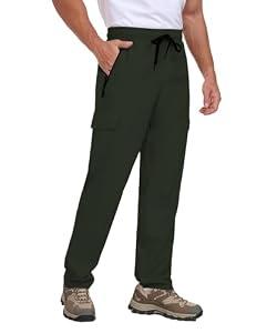 TOIUUI Active Workout Pants Athletic Sweatpants with Zipper Pocket Quick Dry Stretch Elastic Waist Joggers Hunting Track Pant for Running Army Green L