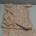 Women's Sequin Elegant Sexy Cold Shoulder Mermaid Bodycon Cocktail Evening Dress Glitter Maxi Dress (Large, Champagne)