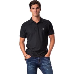 U.S. Polo Assn. Men's Ultimate Pique Classic Fit Short Sleeve Polo Shirt (Large, Black/White)