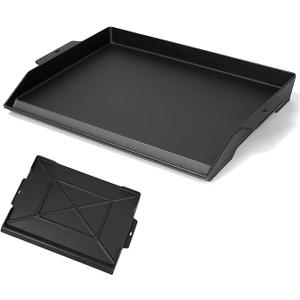 SearCook Universal Cast Iron Cooking Griddle 23" x 16", Nonstick cast iron Griddle Flat Top, Grill Plate with extra high sidewalls and deep grease groove for Gas Grills and 4-5 Burner Range Oven