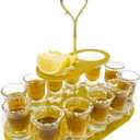 Daily Treasures 12 Shot Glass Tray, Acrylic Shot Glasses Holder with Salt Rim,Wine Glass Cup Serving Tray, Double Glasses Bulk Serving Tray Compatible with Bar Whisky, Cocktail