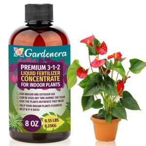 GARDENERA Premium 3-1-2 All Purpose Liquid Fertilizer Concentrate for All Indoor Plants & Flowers - Promotes Biomass Growth and Vibrant Leaf Color - 8oz Bottle