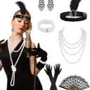 PLULON 1920s Accessories for Women, Great Gatsby Flapper Dress Accessories Fashion Roaring 20s Costume for Women (Black)