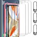 Ferilinso Full Coverage 3 Pack Screen Protector for Google Pixel 9 Pro [Phone Case Friendly], 3 Pack Tempered Glass Camera Lens Protector Accessories [Auto- Dusting & Adhesive]