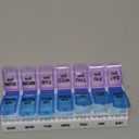 EZY DOSE Weekly AM/PM Pill Organizer, 7-Day Vitamin Container and Daily Medication Box with Large Pop-Out Compartments, 2 Times a Day Pill Holder, Blue and Purple Lids, Travel-Friendly Design