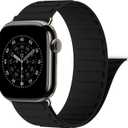 Patented Magnetic Link Sport Band Compatible with Apple Watch Bands Men 44mm/45mm/46mm/49mm/(42mm-Series 3 2 1) Women, Nylon Sport Loop Strap for iWatch Ultra 3 2 1 SE Series 11 10 9 8 7 6 5 4 3 2 1 (Black (Natural Titanium Finish))