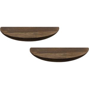 2 Pack Floating Shelves,Half Round Wood Wall Mounted Shelves for Bedroom Living Room Bathroom Kitchen Office and Plants Wall Decor,Brown