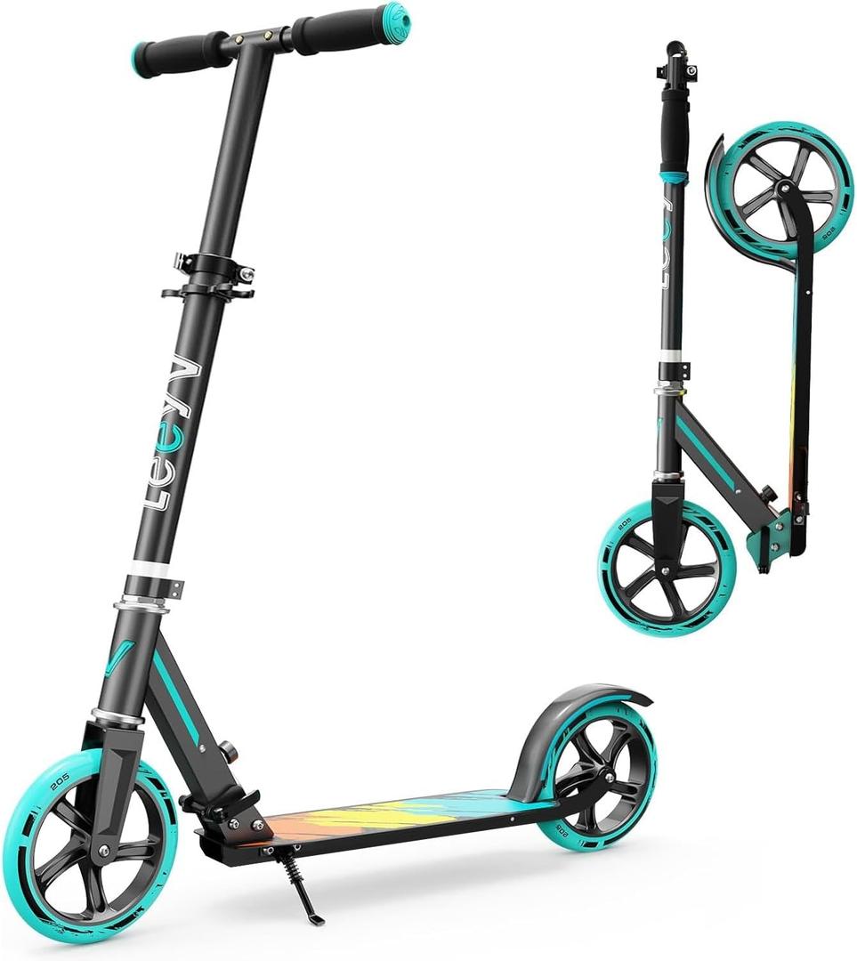 Scooter for Kids 612 & Adults, Max Load 240 LBS, Adjustable Height,Lightweight 2-Wheel, Foldable Kids Scooter with Big Wheels (Blue&Black)